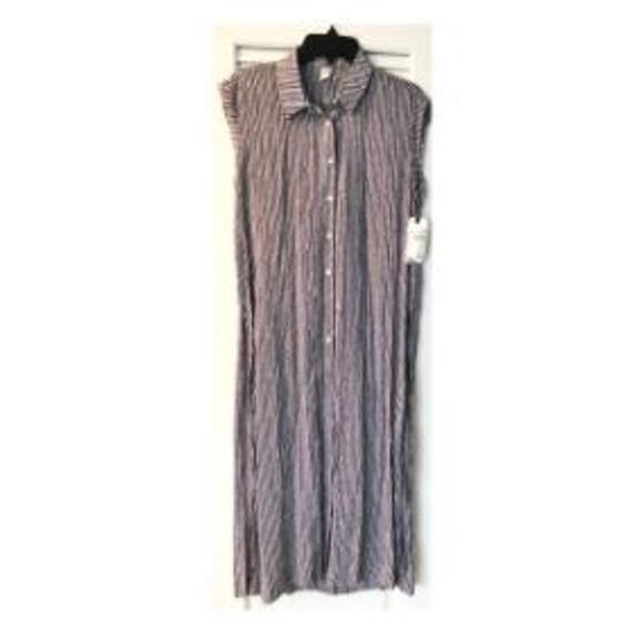 Melrose and Market Blue Stripe Lightweight Cut Out Midi Cover Up Top S - Picture 2 of 13